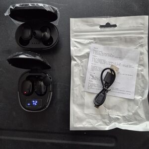 Wireless Black Earbuds with Charging Case